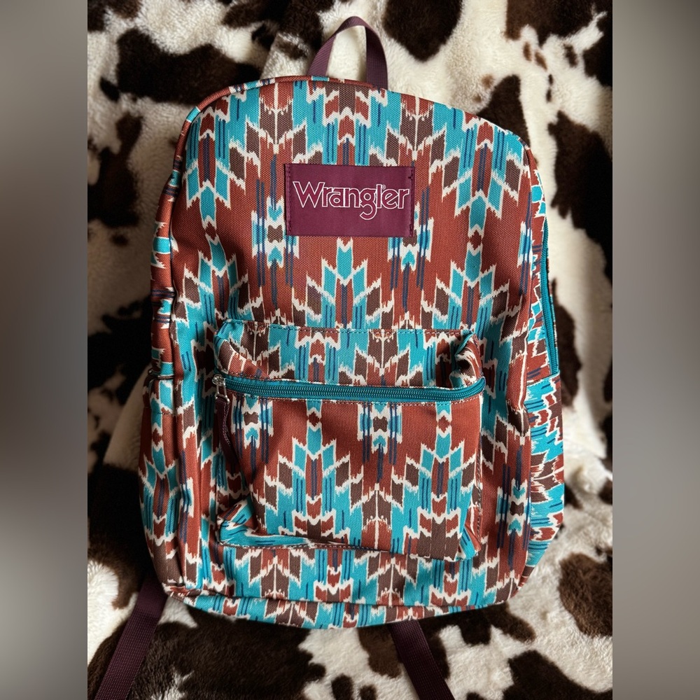 Wrangler Turquoise and Brown Patterned Backpack